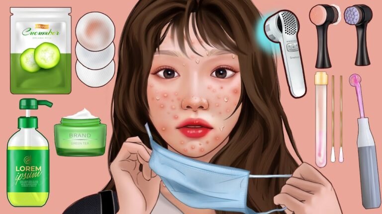 ASMR – 여드름 피부 관리 애니메이션 – Acne removal skin care – Spa facial makeup