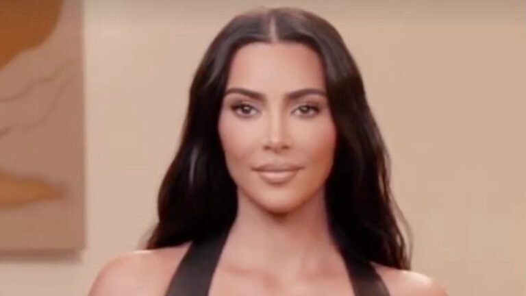 Kim Kardashian shows off real stomach & tiny waist in sexy leather bra top in new video for Hulu show
