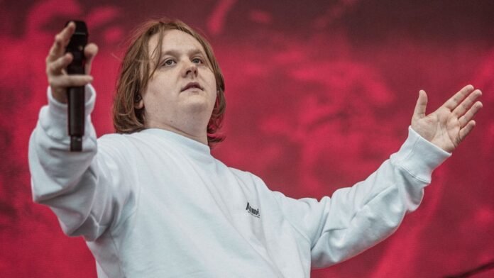 Lewis Capaldi on stage in Denmark in June