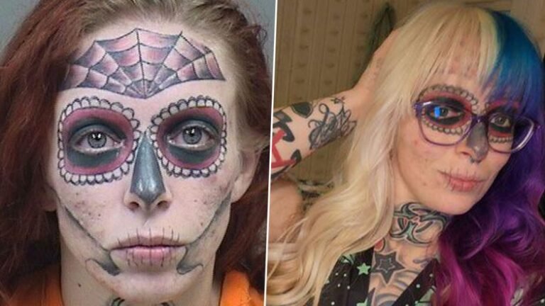 Ohio Woman with Spooky Skeleton and Cobweb Face Tattoos Undergoes Painful Laser Treatment to Remove the Ink (See Pics)