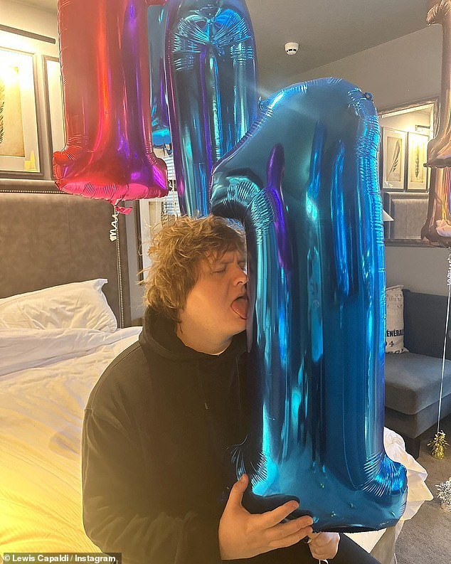 Lewis Capaldi celebrates scoring his fourth UK number one single with new track Pointless